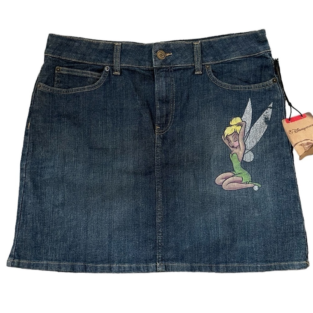Disney Denim Mini Skirt with Tinker Bell